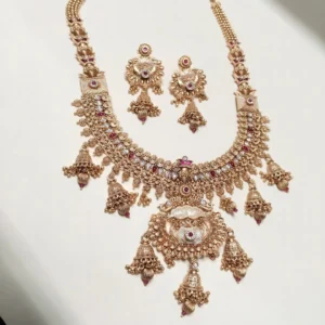 Gold Plated Temple Jewellery Set with Ruby Stones | MyInfinityStore
