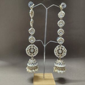 Traditional Jhumka with ear chain in Kundan style - My Infinity Store