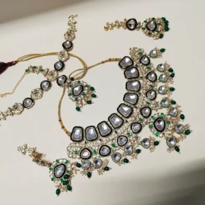 Royal Kundan Bridal Jewellery Set with Green Stones | MyInfinityStore